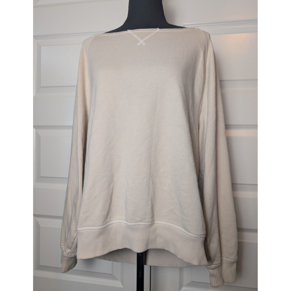 American Eagle Size M Seriously Lived-In Sweatshirt Cream Beige Soft Slouchy